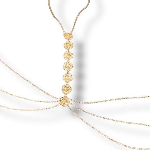 Gold Medallion Body Chain Halter Waist Harness Festival Rave Jewelry NEW - Picture 3 of 3